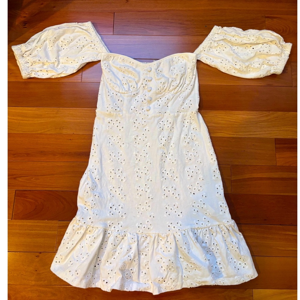 White Eyelet ASOS Off the Shoulder Dress